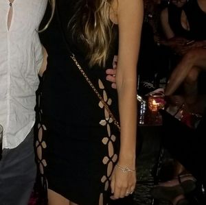 Akira Lace up cutout knit dress